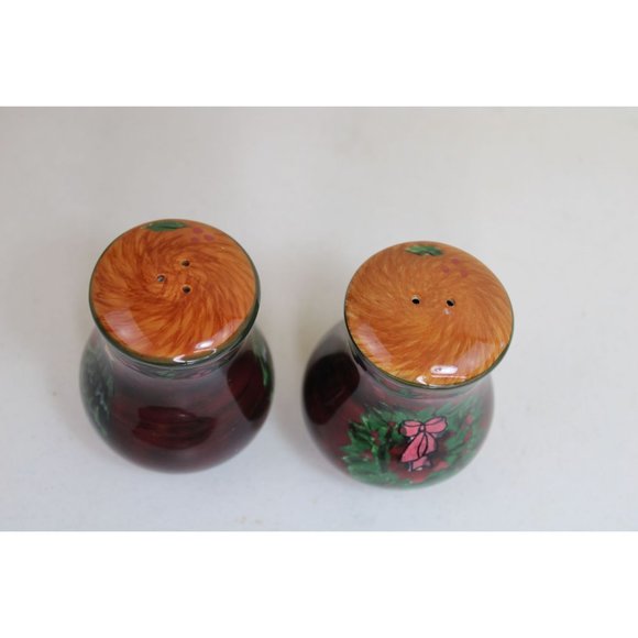 Lang & Wise Christmas Salt Pepper Set Vintage 2002 Ceramic Holiday Xmas - Picture 3 of 4
